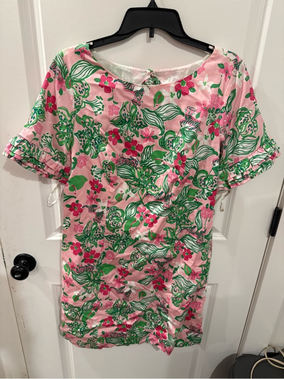 Lilly Pulitzer Pink Floral Shift Dress with Green Accents